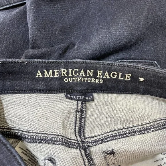 American Eagle Hi-Rise Jegging Dark Wash Raw Hem Size 0 - Picture 5 of 10